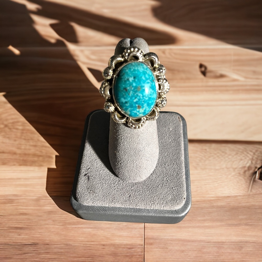 Native Sterling Silver & Kingman Turquoise Ring